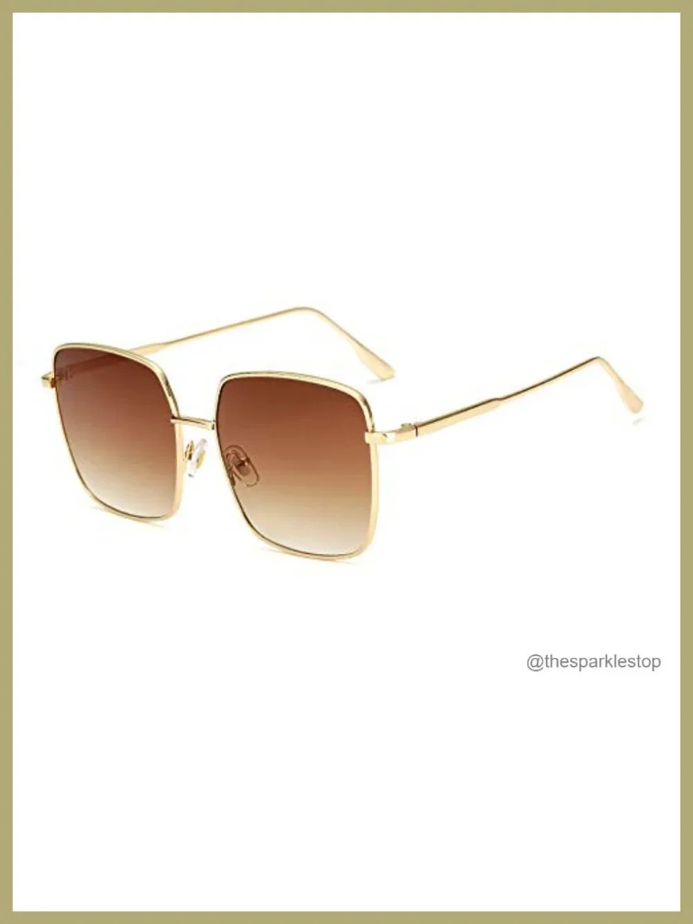 Retro Oversized Square Sunglasses Women UV400 Protection Metal Frame